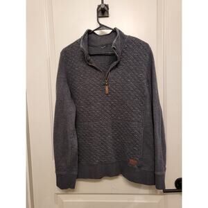LL Bean Sweatshirt Quilted 1/4 Zip Mock Neck Gray Sweater Pockets
